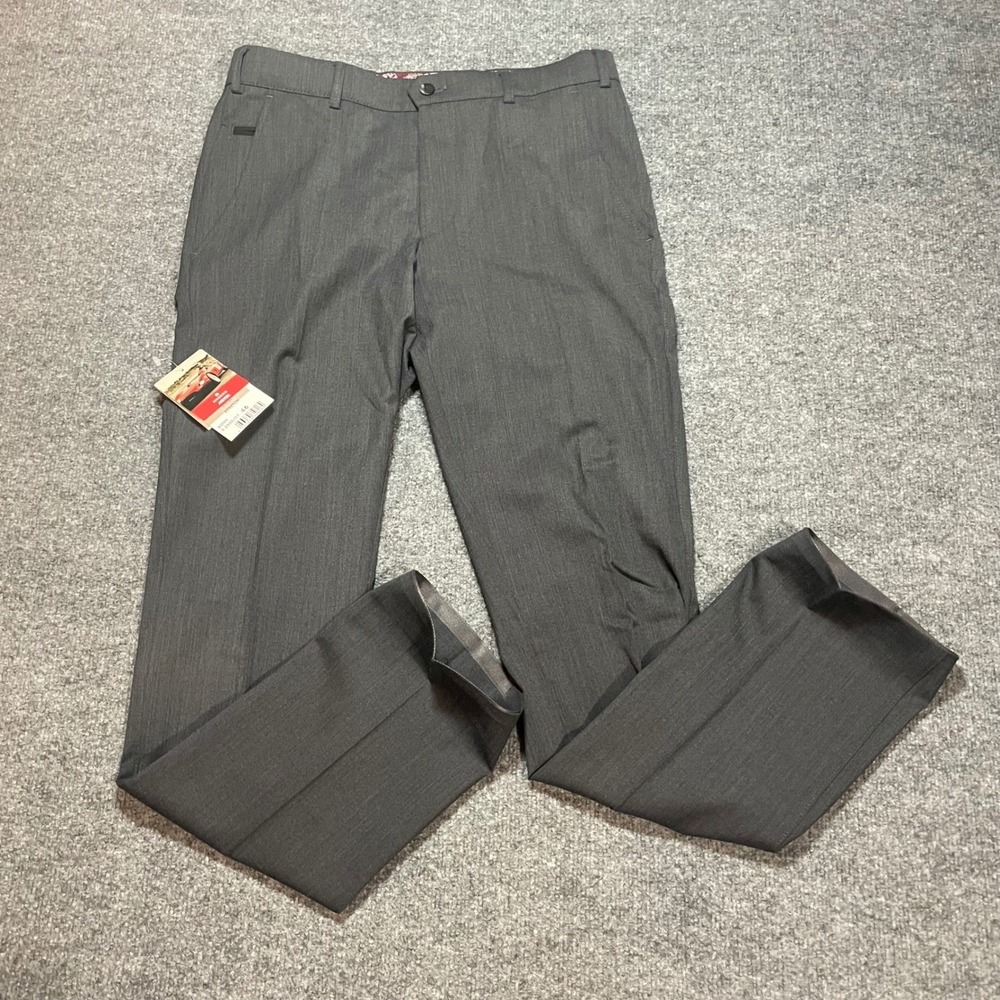 NWT MEYER MODERN Bonn Mens Charcoal Pinstripe Dress Pants Flat Front Size 32x31